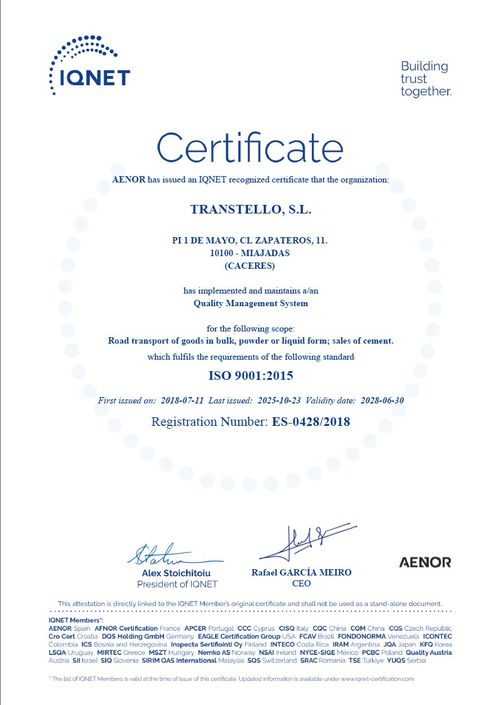 Certificado ISO 9001 IQNet